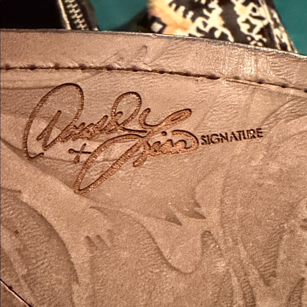 Donald J. Pliner Calf Hair Western Harness Boots Ikat Print Studded Heel - Picture 16 of 16